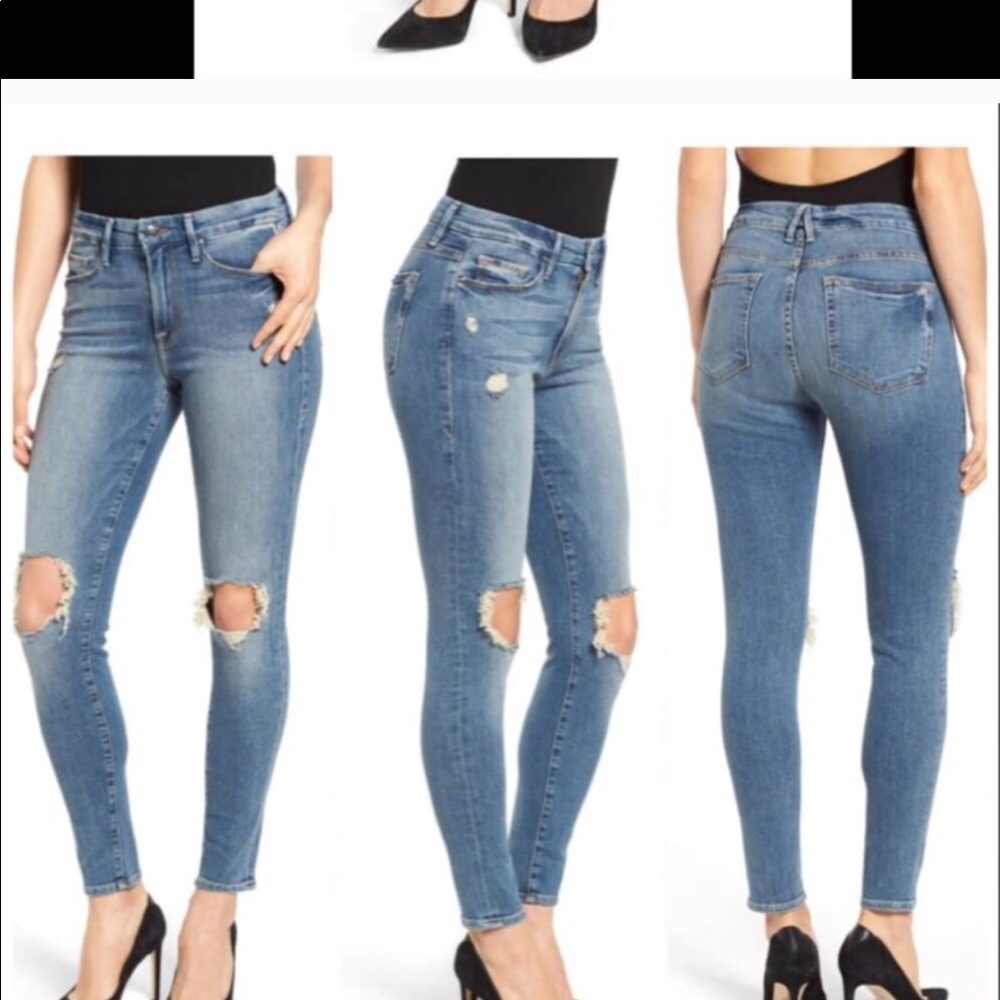 Good American Light Blue Distressed Skinny Jeans
